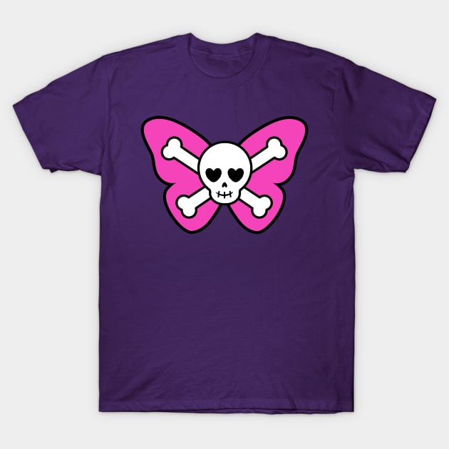 Cute Butterfly Skull T-Shirt by Ellador